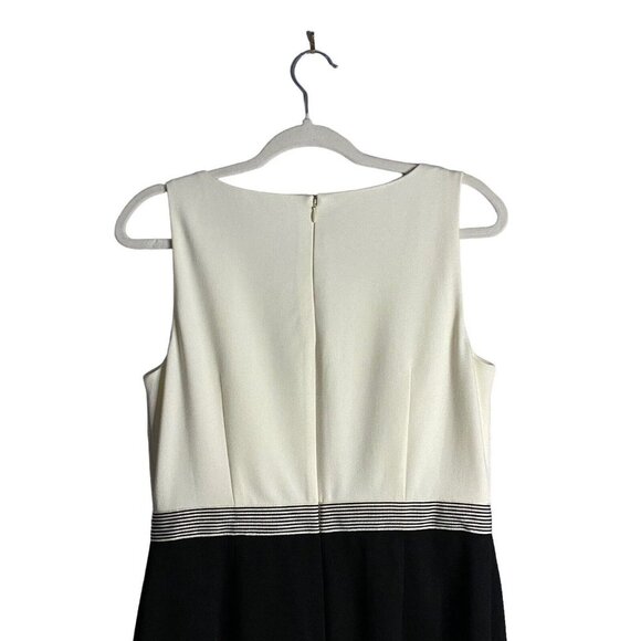 Talbots Women's Cream/Black Rayon Blend Sleeveless Midi Dress - Picture 6 of 7